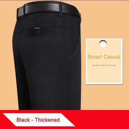 New Arrival 100% Cotton Summer Autumn Men's Casual Pants Fashion Solid Black Beige Gentle Thicken Trousers Brand Smart Suit Pant