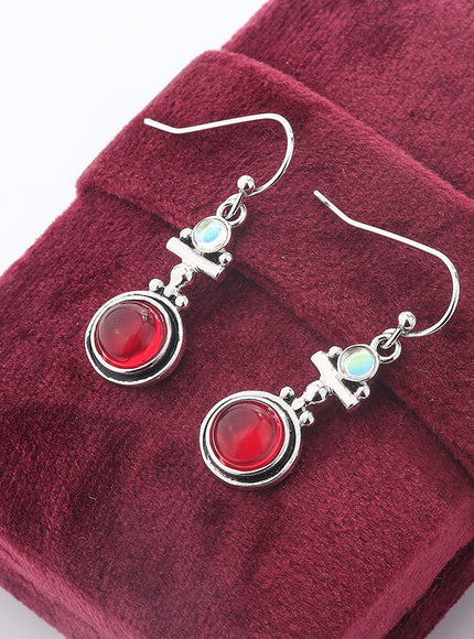 Vintage 925 Silver Earrings for Women Anniversary Gift with Red Zircon Jewelry Premium Earring drop earrings fashion jewelry