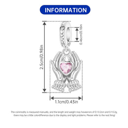 Original Charms Beads 925 Sterling Silver Zircon LOVE Winged Protect Heart Pendant For DIY Necklace Bracelet Fine Jewellery Gift