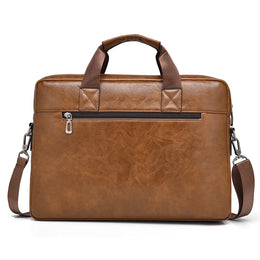 Mens Business Briefcase Large Capacity PU Leather Laptop Bag Fashion Crossbody Shoulder Tote Bag for Work Office