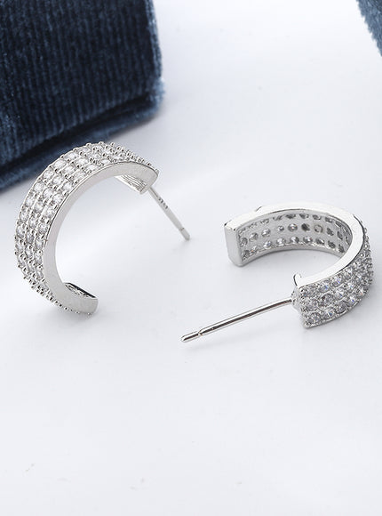 KissIcon Exquisite 925 Silver Plated Earrings -Zircon Shine