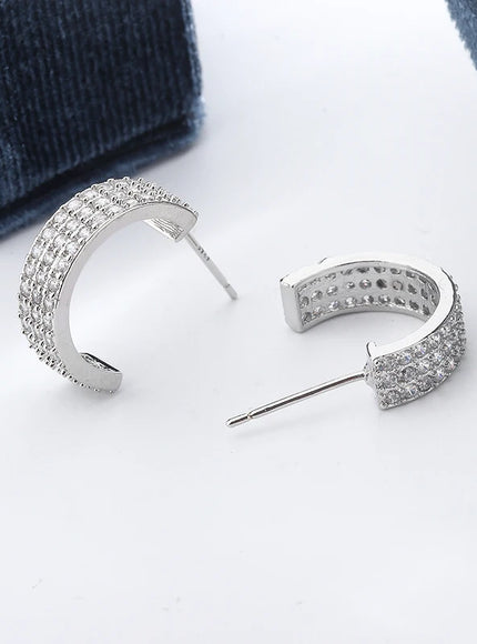 KissIcon Exquisite 925 Silver Plated Earrings -Zircon Shine