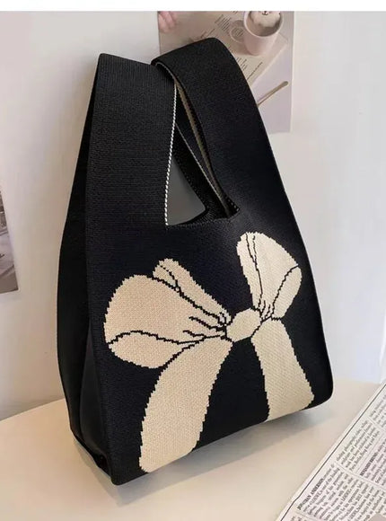Women's Bow Handbags Knitted Wrist Bags Tote