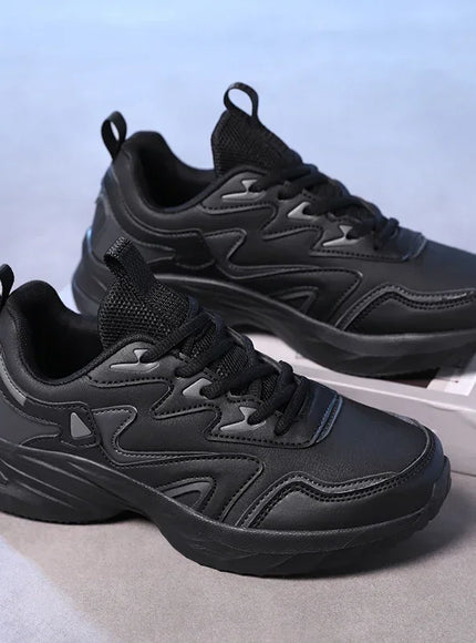 Brand Sport Shoes Woman PU Leather Waterproof Casual Shoes Sneakers Outdoor Sports Shoe Women Students Shoes Black Size41