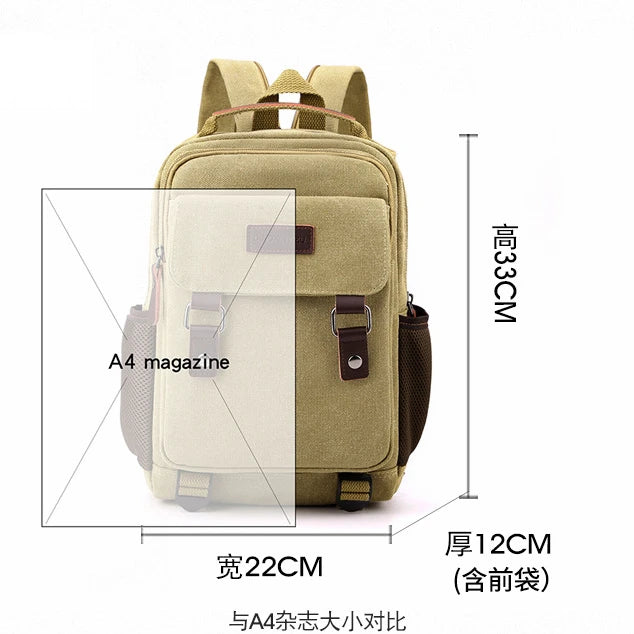 Small Mens Backpack Canvas Casual Backpacks for Men 2025 Mini Male School Bag Rucksack Man Multi-function Crossbody Bag Travel
