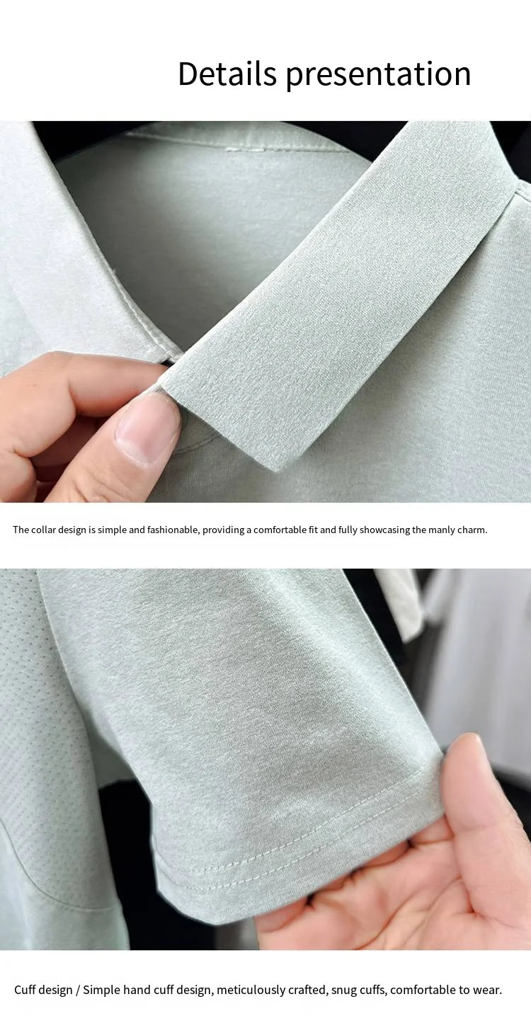 Luxury Men Summer New Short-Sleeved Polo Shirt Lapel Button Solid Color Letter Print Comfortable Ventilate Fashion Men'sClothing