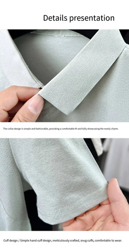 Luxury Men Summer New Short-Sleeved Polo Shirt Lapel Button Solid Color Letter Print Comfortable Ventilate Fashion Men'sClothing