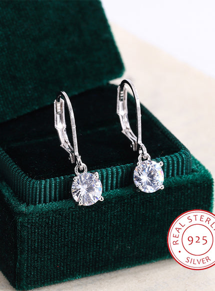 KissIcon Square White Zircon Earring - 925 Silver Plated