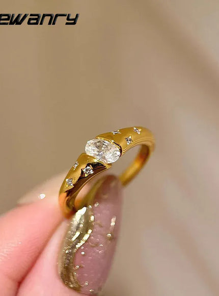 Kissicon Mewanry Bling Ellipse Zircon Rings Vintage Ring