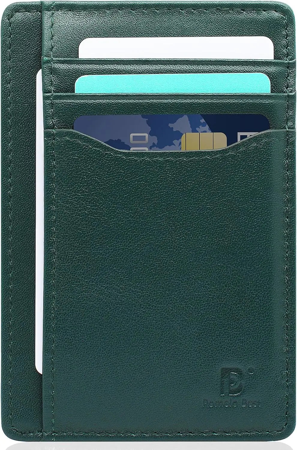 Pomelo Best Mens Wallet, Slim Genuine Leather Purse with RFID Blocking, Ultra-Thin Credit Card Holder for 7 Cards and Cash