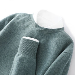 100% Merino Wool Sweater Man O-neck Basic Wool Pullover Autumn Winter Long Sleeve Soft Warm Jumper Smart Casual Knit Popular Top