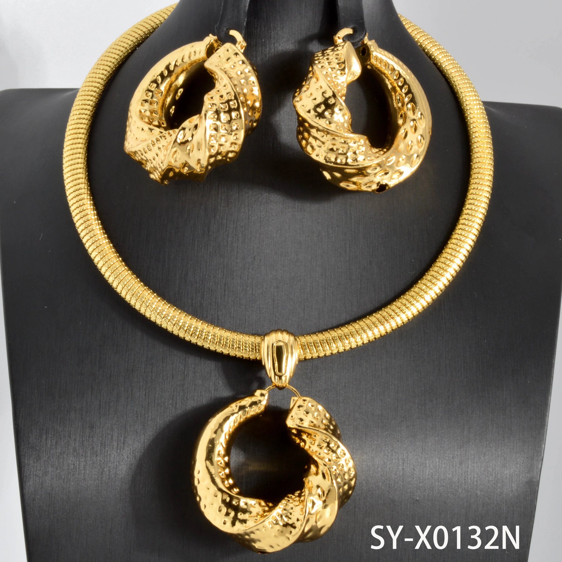 Gold Color Collar Necklace Earrings Jewelry Set For Women Dubai Africa Luxury Quality Jewellery Party Wedding Accessories