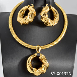 Gold Color Collar Necklace Earrings Jewelry Set For Women Dubai Africa Luxury Quality Jewellery Party Wedding Accessories