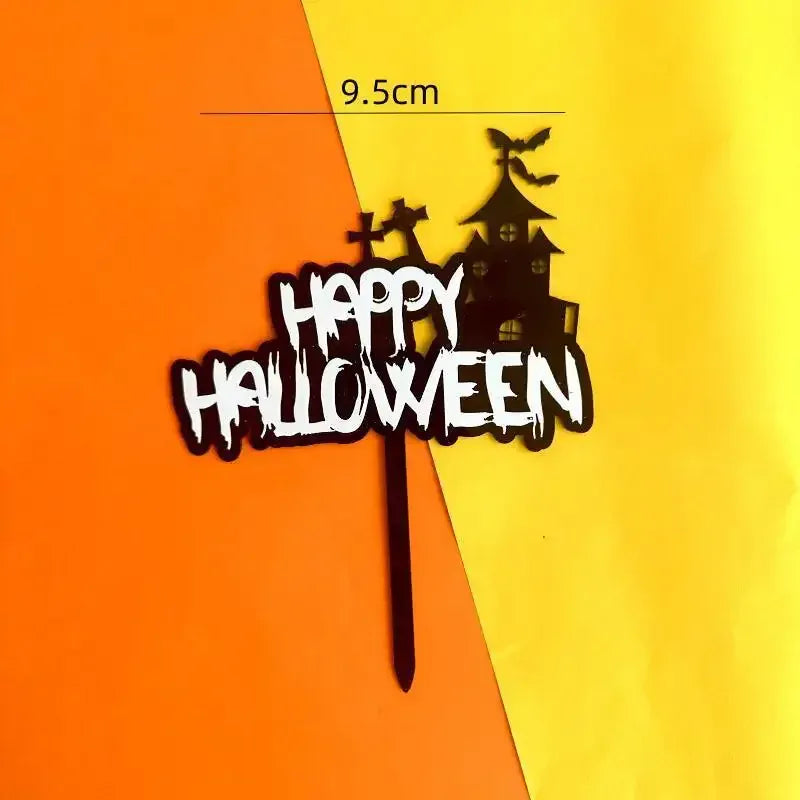 2025 Halloween Cake Decorations Pumpkin Ghost Black Castle Haunted Houses Cake Toppers for Happy Halloween Party Supplies