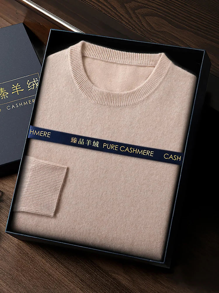 CHICUU Men's 100% Sweater O-neck Pullover Basic Long Sleeve Cashmere Knitwear Autumn Winter Smart Clothing Tops