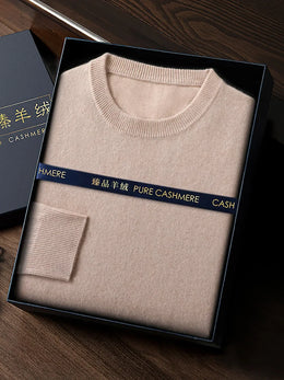 CHICUU Men's 100% Sweater O-neck Pullover Basic Long Sleeve Cashmere Knitwear Autumn Winter Smart Clothing Tops