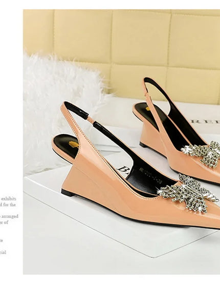 New Wedges Patent Leather Shallow Pointed Toe High