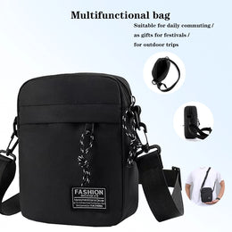 Men's bag, available in single shoulder or cross-body design, suitable for daily use during school. Made of nylon material.