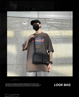 Casual Sporty Black Crossbody Bag Men's Messenger Bag Green Cloth Small Square Bag Suitable for Work Versatile Shoulder Bag