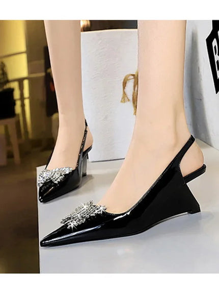 New Wedges Patent Leather Shallow Pointed Toe High