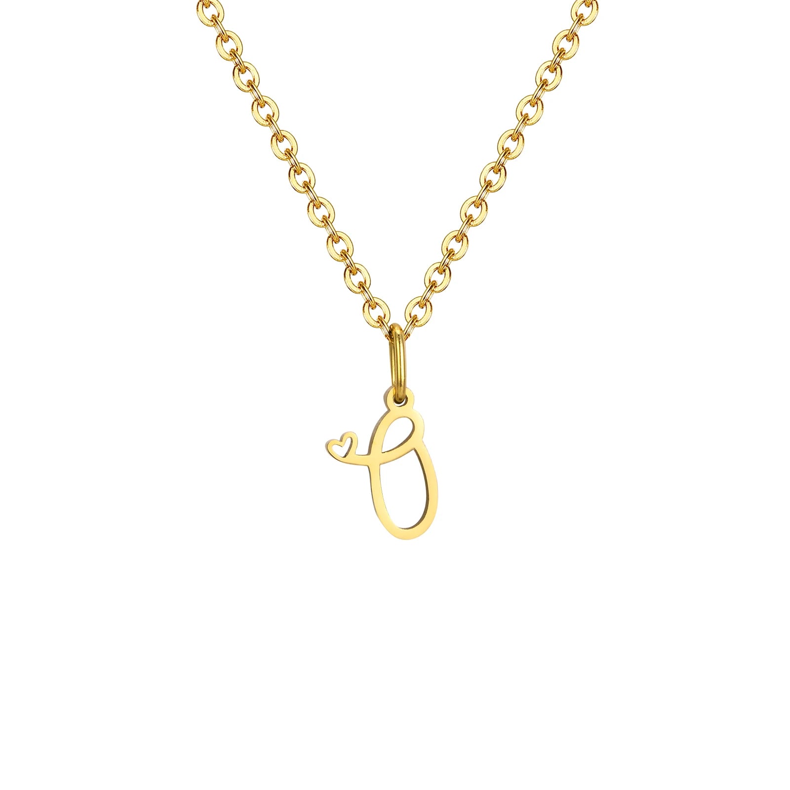 Dainty Heart Initial Necklace for Women, Gold Plated A-Z Letter Pendant, Waterproof Stainless Steel Monogram Jewelry, Personaliz
