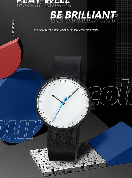 KissIcon UTHAI Couple Leather Strap Quartz Wristwatch Trendy
