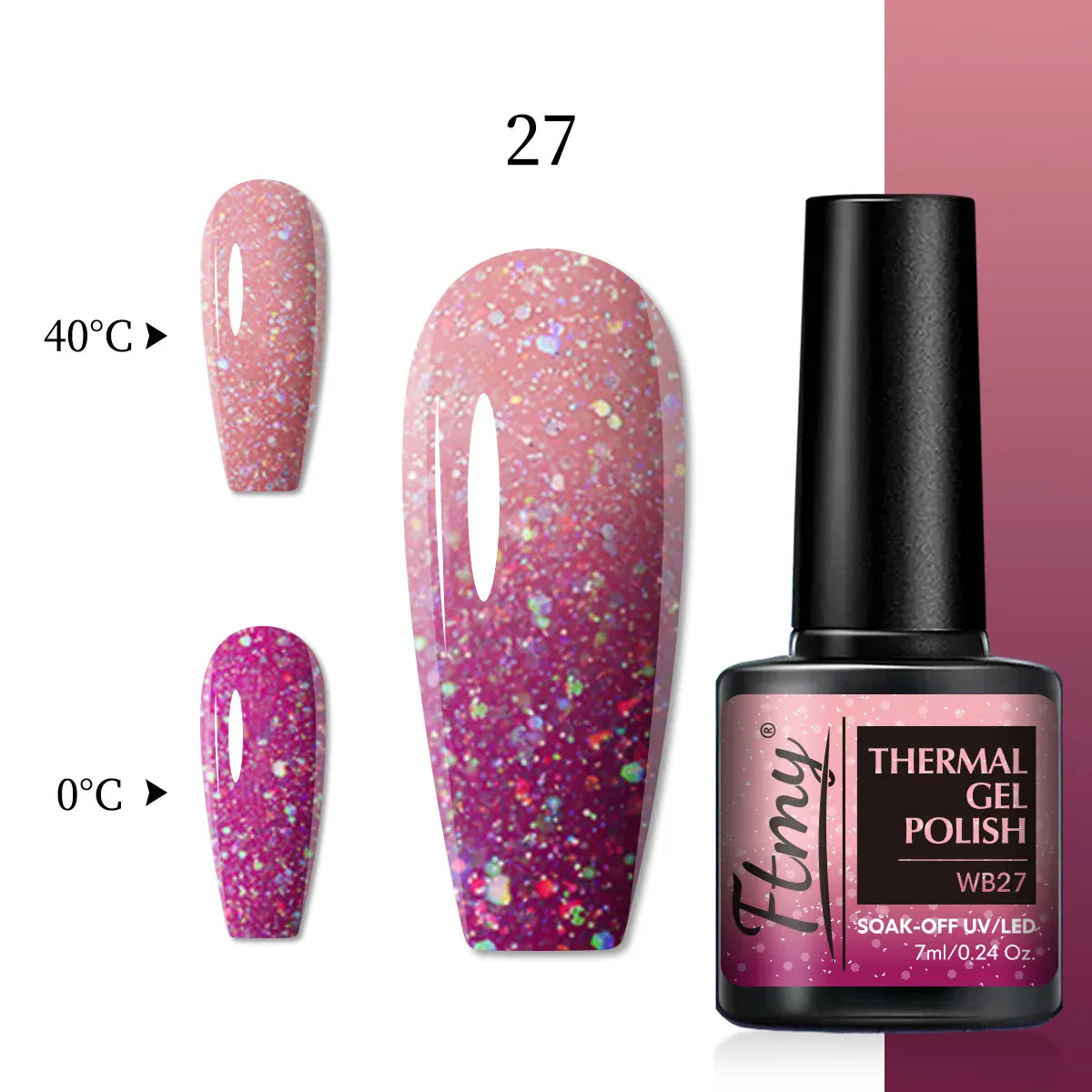 Halloween Theme Glitter Heat Nail Polish, Temperature Changing Color Removable UV LED Glitter Gel Polish, Mood Changing Nail Pol