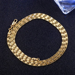 Fashion 18k Gold Necklace 2MM 16/18/20/22/24/26/28/30 Inch Side Chain Necklace For Women Men Jewelry 925 Silver Necklace