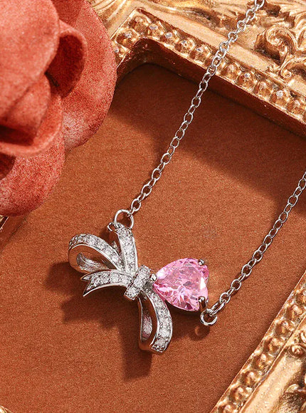 KissIcon Exquisite Pink Heart Zircon Pendant Necklace