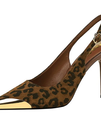 European American Style Metal Pointed High Heels Slim