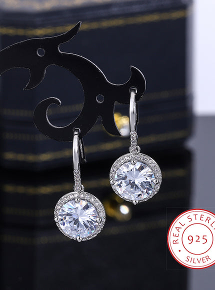 KissIcon S925 Silver Plated Crystal Earrings Wedding Ready