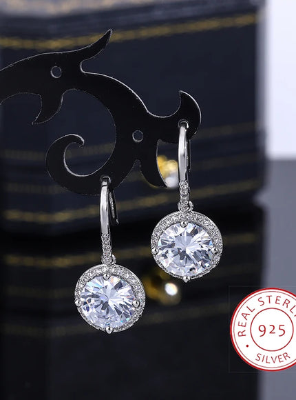 KissIcon S925 Silver Plated Crystal Earrings Wedding Ready