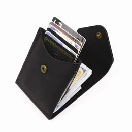 Genuine Leather Wallet For Men Male Real Cowhide Short Slim Minimalist Men's Cash Wallet Credit Card Holder With Flap Closure