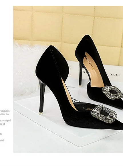 Women Super High Heels Velvet Pumps Shallow Mouth