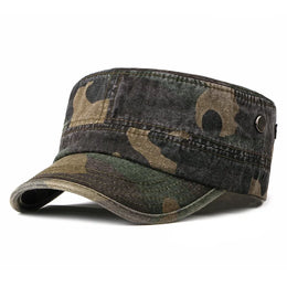 Men's Camouflage Flat Top Baseball Cap, Outdoor Sports Caps, Tactical Dad Hat, Casual Cadet, Trucker Hats