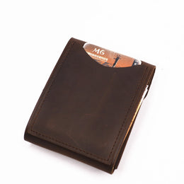 Genuine Leather Wallet For Men Male Vintage Cowhide Short Vertical Slim Mens Cash Wallet Purse Card Holder Flap Magnetic Closure
