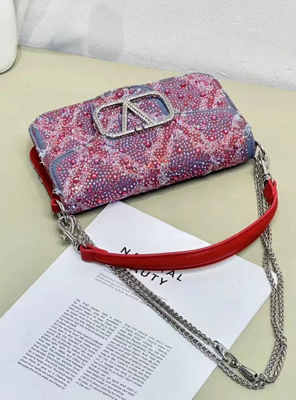 2025 Elegant And Fashionable Underarm Bag Women Shoulder Bag Denim Diamond Handbag Chain Crossbody Bag Suitable For Daily Use