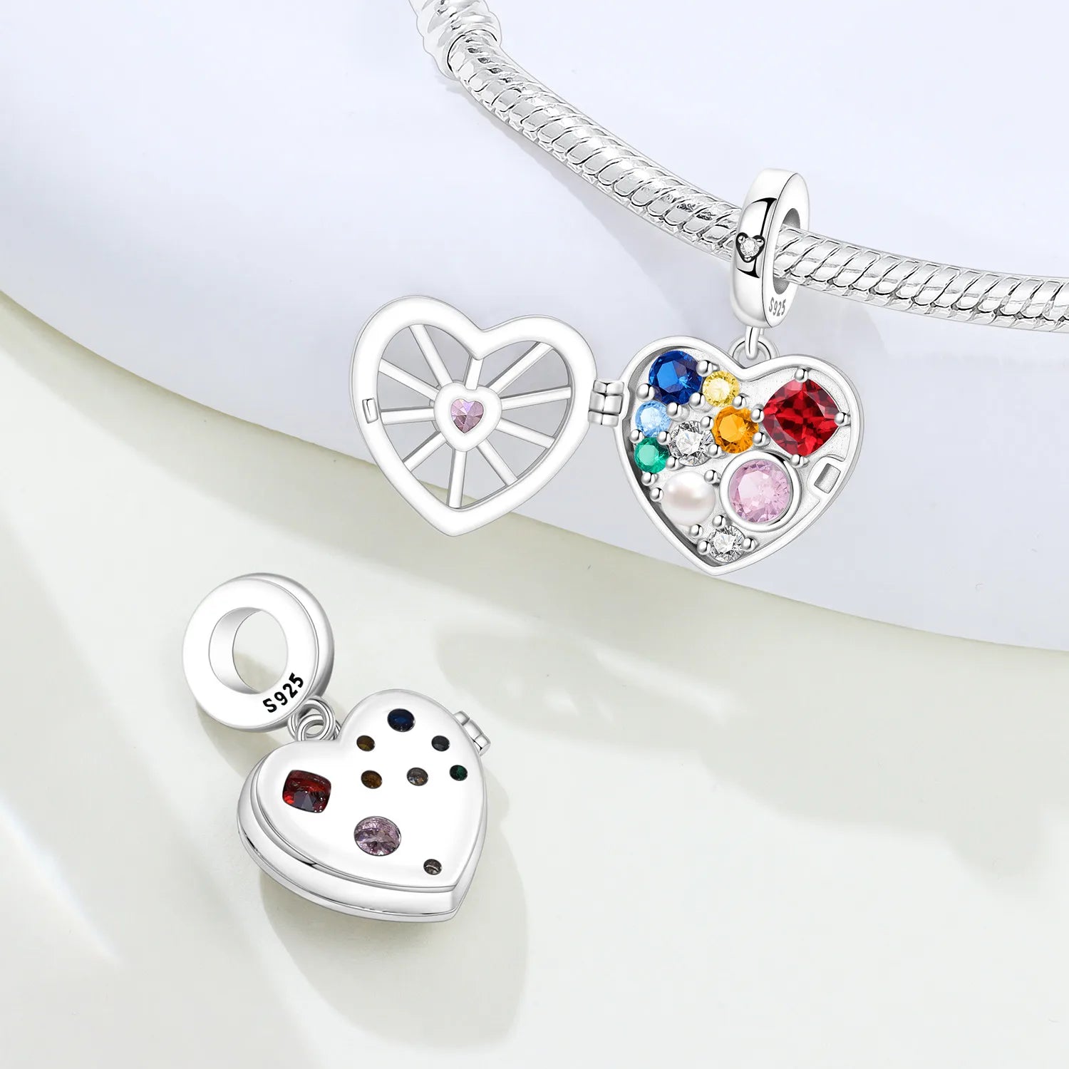 Original Charms Beads 925 Sterling Silver Zircon LOVE Winged Protect Heart Pendant For DIY Necklace Bracelet Fine Jewellery Gift