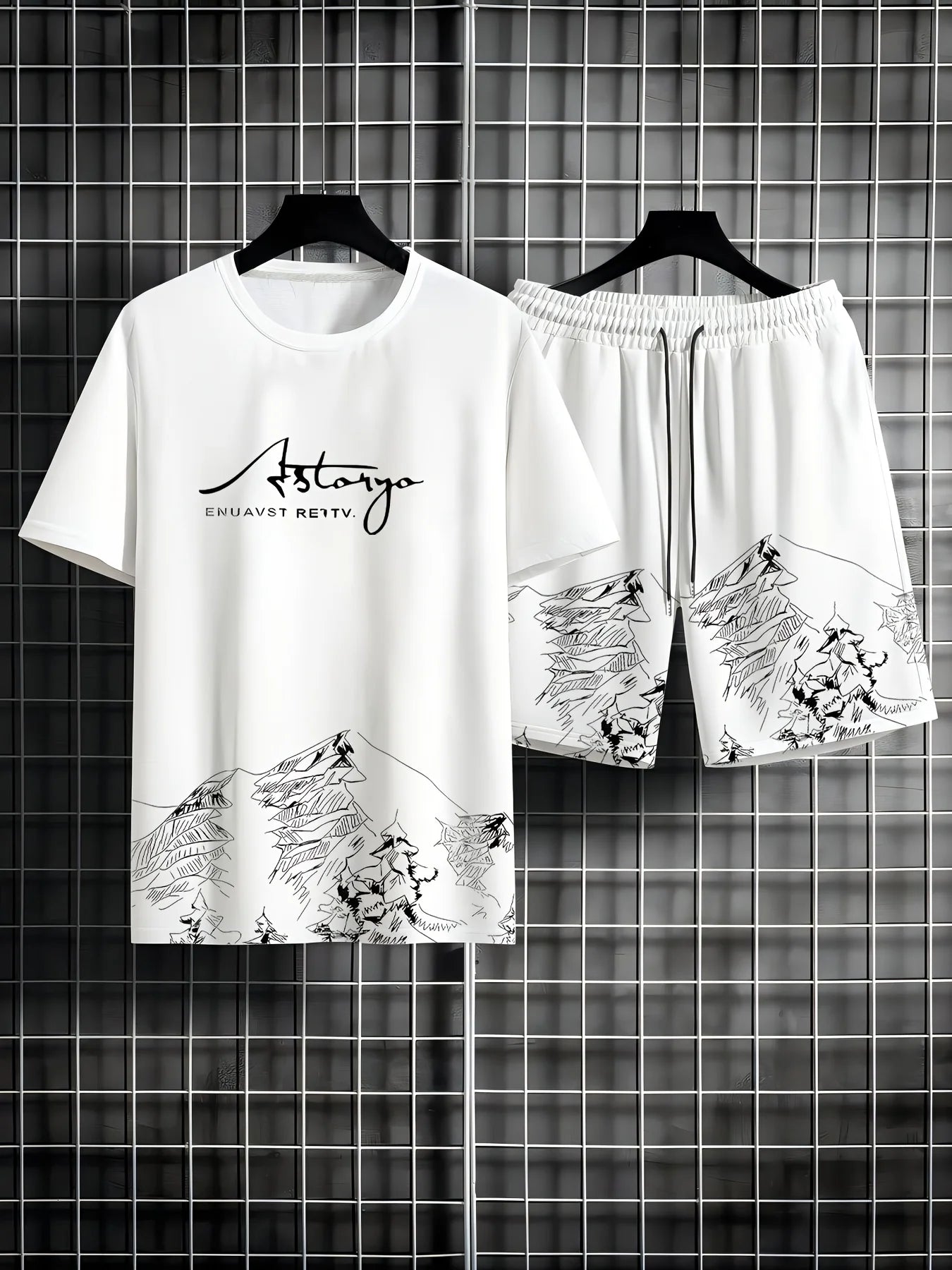 Summer Casual Men's T-Shirt and Shorts Set 2026 Sportswear Set Plus Size Short-Sleeve T-Shirt Drawstring Pocket Shorts Set