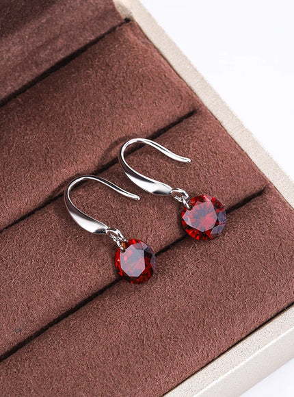 Exquisite S925 Silver Earrings for Women Fashion Color Zircon Earrings Red Green White Jewelry Earrings Silver Jewelry