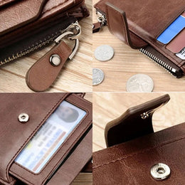 Men's Coin Purse Wallet RFID Anti-theft Man Leather Wallet Zipper Business Card Holder Money Bag Wallet Male