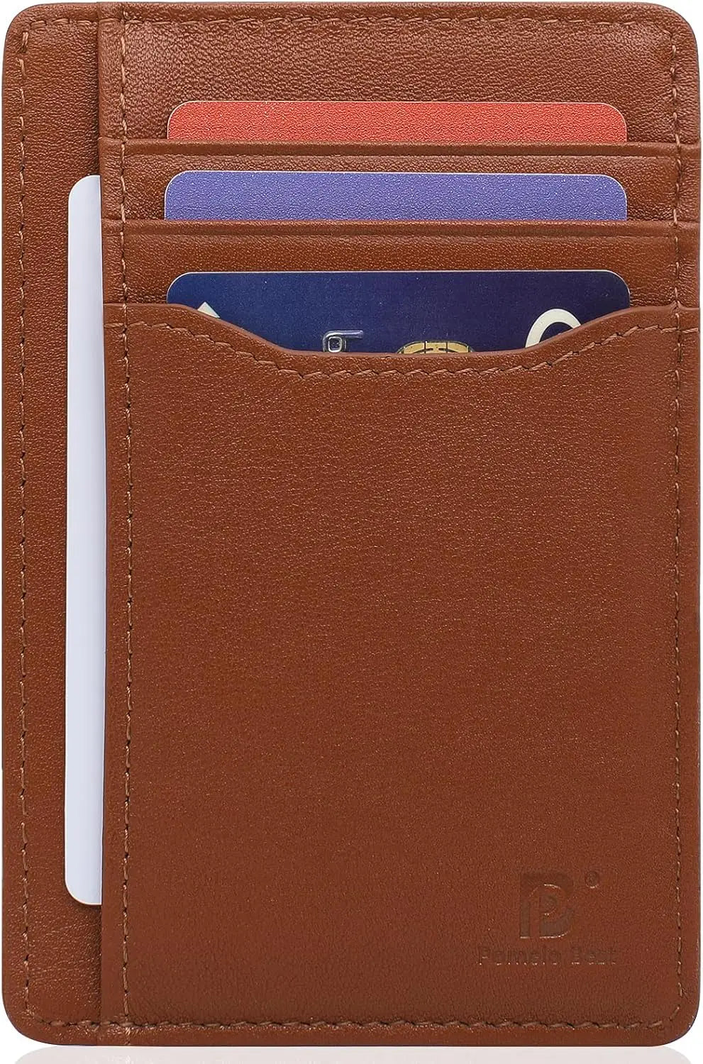 Pomelo Best Mens Wallet, Slim Genuine Leather Purse with RFID Blocking, Ultra-Thin Credit Card Holder for 7 Cards and Cash