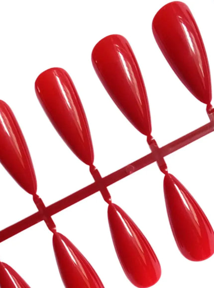 KissIcon Red Press On Nails - Reusable Stiletto