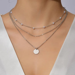 Crystal Zircon Heart Star Charm Layered Pendant Necklace Set for Women Charms Fashion Square Rhinestone Female Vintage Jewelry