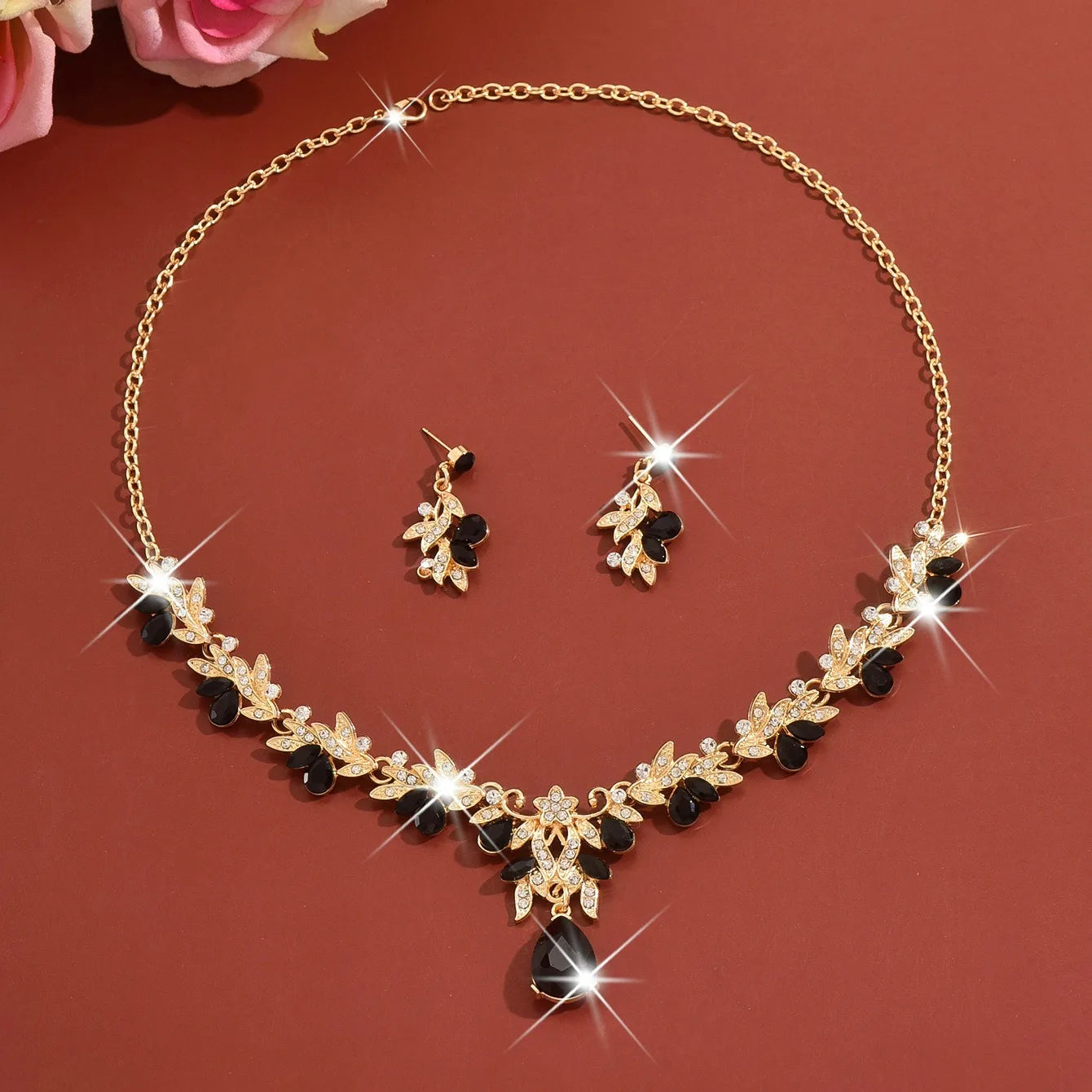 3pcs New Fashion Necklace Sets for Women Waterdrop Collar Choker Necklace Earring Jewelry Set for Prom Birthday Bridal Wedding