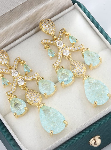 💋 Shiny Light Blue Zircon Earrings - Sterling Silver 925