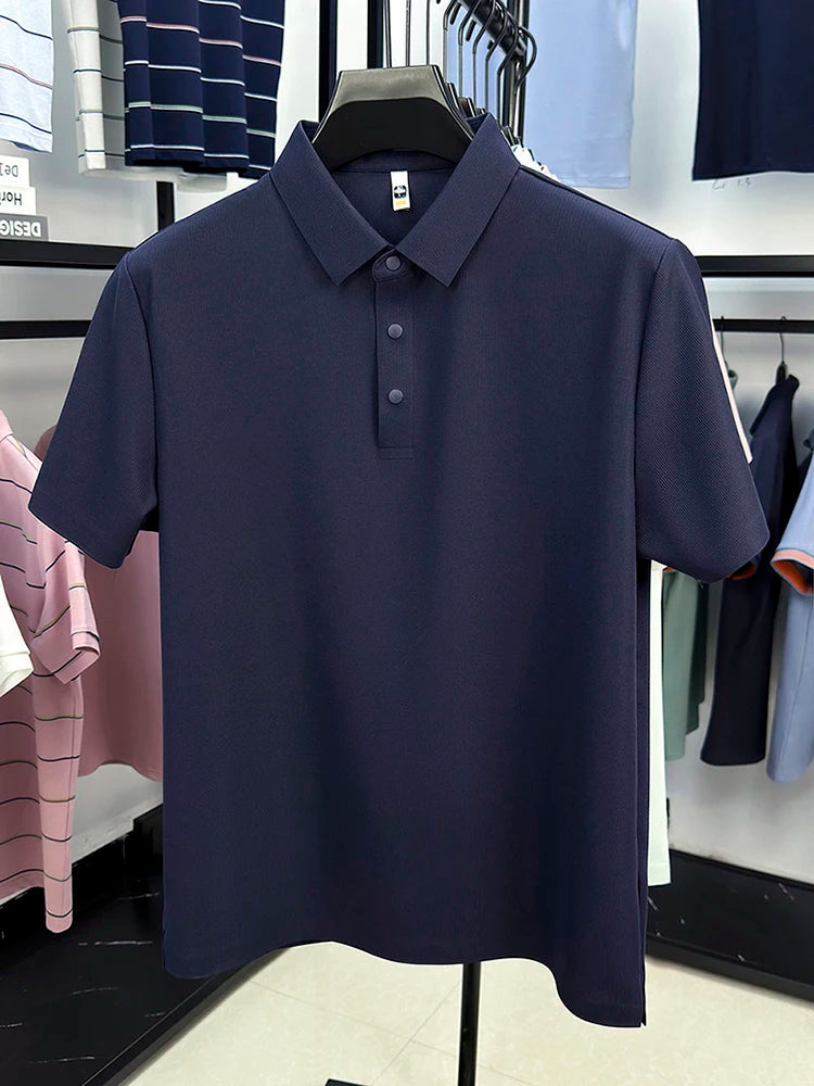 2025 Men's Sporty Polo Waffle Shirt | Moisture-Wicking Golf Tennis Top Sizes S-5XL, Snap Buttons, 7A Antibacterial High Quality