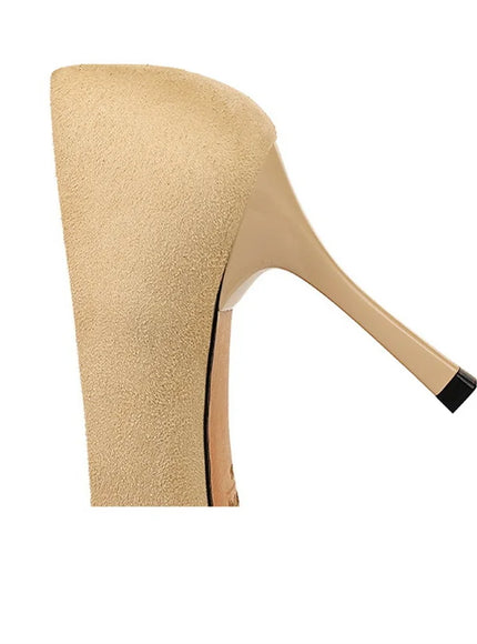 Fashion Women High Heels Metal Rhinestone Buckle Square