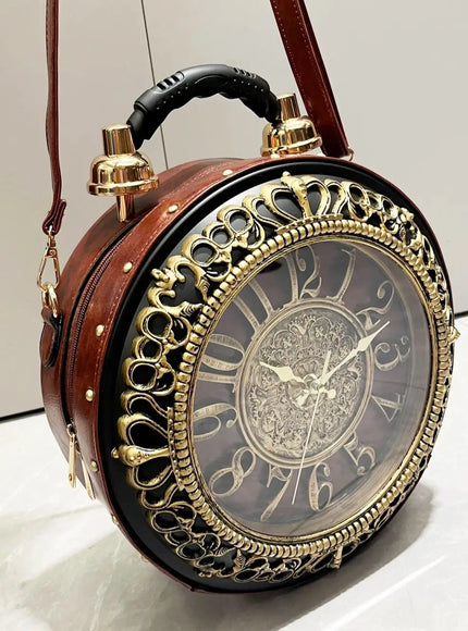 Luxury Designer Purses and Handbags Shoulder Bags funny clock-shaped bag funny Women's round bag pu leather Woman's bag