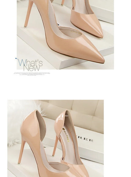 Candy Color Patent Leather Shallow Mouth Pointed Toe